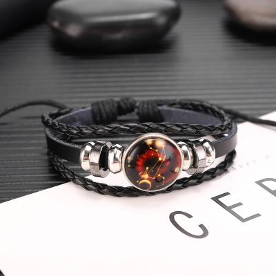 China Natural Stone Mens Tiger Glow Beaded Brass High Quality Vintage Horoscope Eye Bracelet In Dark for sale