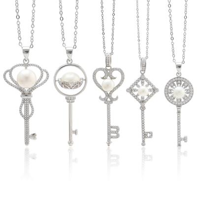 China Trendy Fashion Japan Korean Styles Diy Heart Key Pendant Silver Jewelry 925 Sterling Necklace For Women for sale