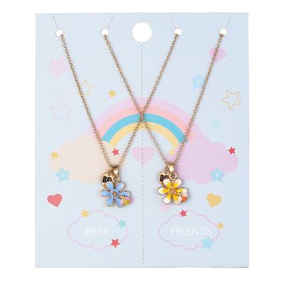 China High Quality Cute Bff Letter Necklaces Sets Bee Flower Charms Kids Jewelry Sets For Young Girls for sale