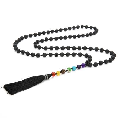 China Handmade Lava Beads Necklace 108 Mala Rosary Seven Chakras Beads Newcomers CLASSICS for sale