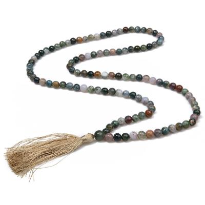 China CLASSIC High Quality Natural Stone Yaga Handmade Necklace 108 Mala Beads Necklace Fashion Green for Women for sale