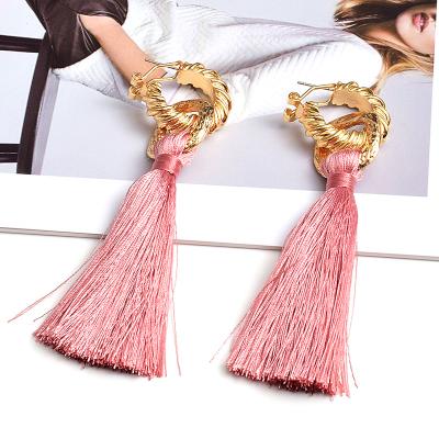 China Bohemia / Retro Long Tassel Fashion Multicolor Hooped Earrings Bohemian Earrings New Popular Earrings for sale