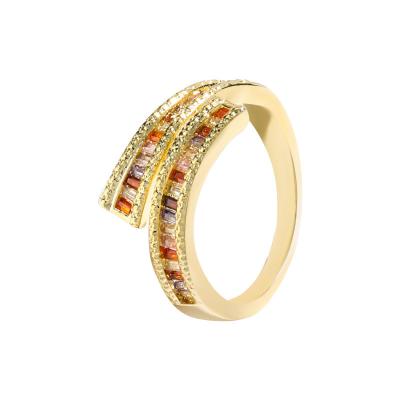 China Other New Fashionista Copper Micro-inlaid Colored Zircon Couple Rings for sale