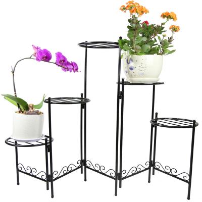 China New Europe Release Metal Flower Rack Flower Plant Pot Holder Hanging Rack Shelf With Hanging Hook for sale