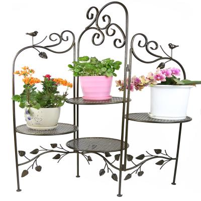 China Europe Outdoor Movable Multiple Shelves Metal Nursery Steel Flower Racks for sale