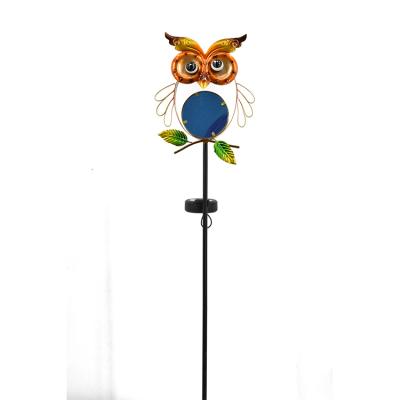 China Latest Modern New Arrival Design Owl Led Solar Lights Metal Garden Stake Decor for sale