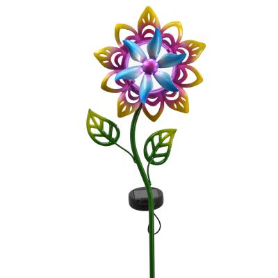 China Various Modern Factory Sale Metal Garden Stake Decor Flower Colorful Wind Sprinner for sale