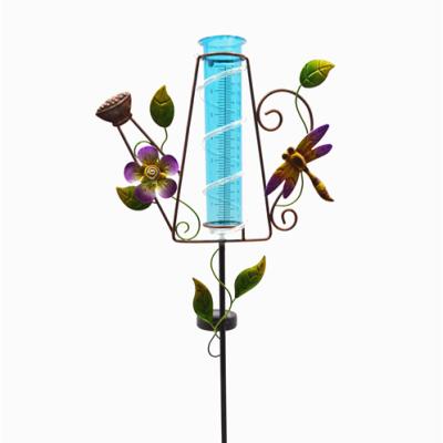 China New Modern Garden Metal Stake Metal Solar Rain Gauge for sale