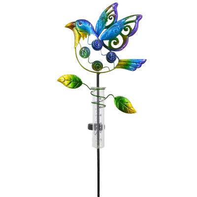 China Good Quality Modern Hot Selling Yard Decoration Metal Bird Garden Stake Rain Gauge for sale