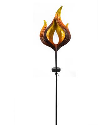 China Modern Cheap Garden Decorations Metal Stake Solar Outdoor Metal Fire Garden Light for sale