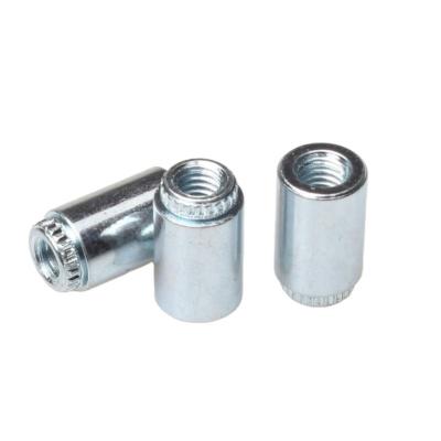 China KFE-M3/440/632 Carbon Steel Knurled Stud Press-Fit Carbon Steel Captive Unthreaded Splined Spacer Self Broaching Standoffs For Printed Circuit Board for sale