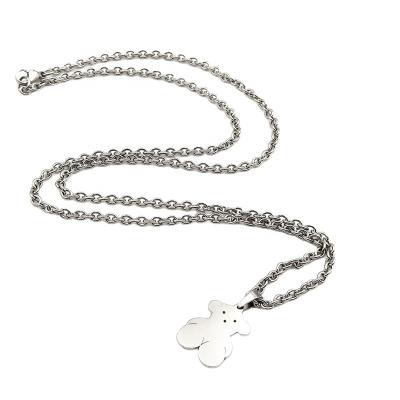 China Hot Selling Wholesale FASHIONABLE Fashion Silver Color 316L Mens Womens Stainless Steel Bear Necklace for sale