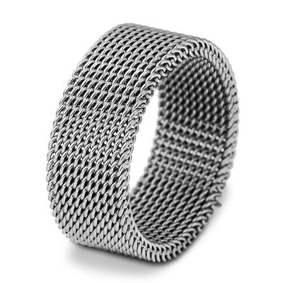 China Factory direct sale fashion cute cheap unisex women 8mm width 304 stainless steel Mesh Rings for sale