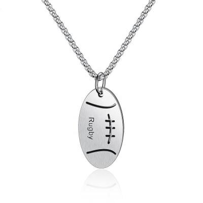 China Simple Fashion Simple Europe And America Style 316L Stainless Steel Rugby Shape Pendant Necklaces for sale