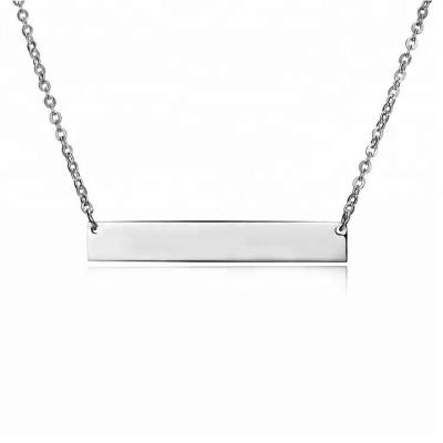 China Manufacturer Wholesale Custom Engraved Logo 316L Stainless Steel Horizontal Bar TRENDY Pendant Necklace for sale