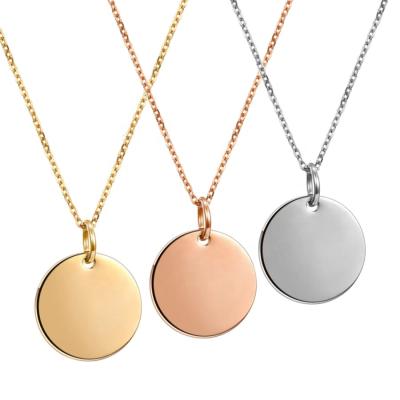 China CLASSIC Fashion High Quality Logo 316L Stainless Steel Engraved Round Plates Blank Pendant Necklace for sale