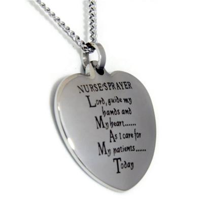 China Fashion Jewelry Gift 316L Stainless Steel Nurses Prayer Heart Necklace for sale