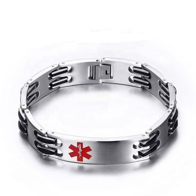 China Hiphop Hiphop Style Specially Elastic Medical Alert 316L Stainless Steel Bracelets for sale