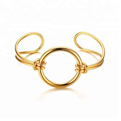 China Latest Fashion Jewelry Minimalist Women's Gold Color 316L Stainless Steel Geometric Cuff Bracelets for sale