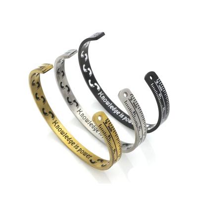 China Fashion High Quality Mens Womens 316L Stainless Steel Footprint Ruler Cuff Bracelets for sale