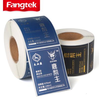 China Heat Sensitive Paper Hot Foil Stamping, UV Coating Embossing Red Wine Bottle Sticker Label Printing For Glass Bottles for sale