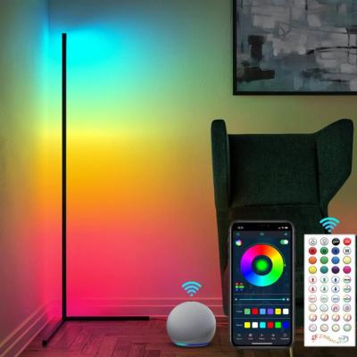 China 220-240v 12w Modern Modern Bedroom Decoration Led Corner Floor Lamp Standing With IR Rgbw Remote Control Color Changing for sale