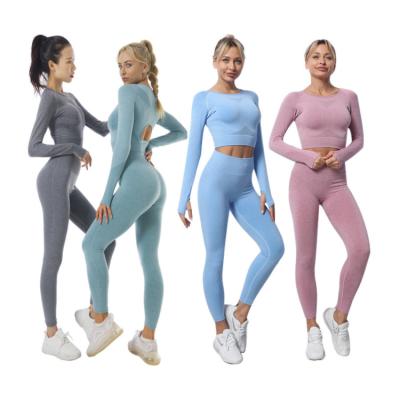 China 2021 Breathable Seamless Knitted Booty Increasing Yoga Sets Fitness Women for sale