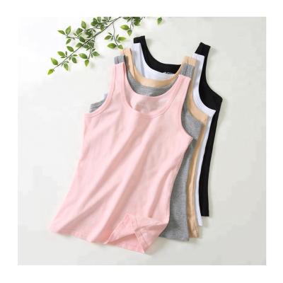 China Anti-pilling Solid Color Cotton Ladies Fitness Muscle Shirt Sports Singlet Workout Gym Custom Tank Tops For Women for sale