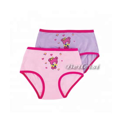 China Antibacterial Wholesale OEM Pink Girls Underwear Cute Bear Printed Brief For Kids for sale