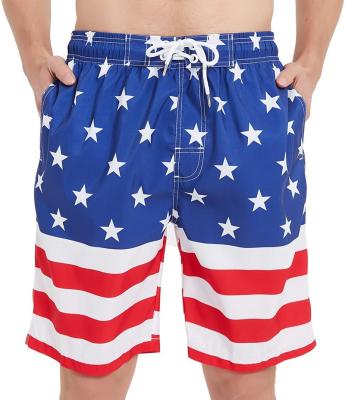 China New American Flag Summer Fashionable Custom Beachwear Men's Breathable Beach Shorts Swim Trunks for sale