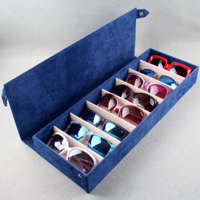 China Fashionable hot sale .eco-friendly PU velvet sunglasses display rack sunglasses display cabinet case storage box for sale