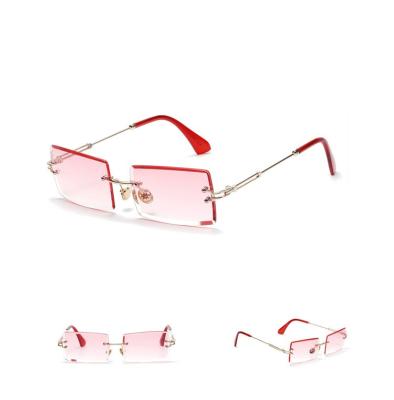 China New Brand Fashion Sunglasses Designs Weekly Fashionable Unisex Hot Business Women's Square Rimless Sunglasses Small for sale