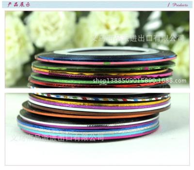 China Nail Jewelry Painted Line Laser Ray With 30 Colors Gold 1mm Adhesive Nail Backing Stickers And Silver Line Nail Jewelry LS for sale