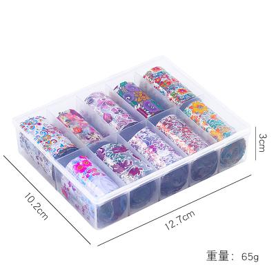 China 4X100cm Holographic Paper Plastic Nail Art Transfer Foil Sticker Starry ab Brand Wraps Adhesive Decals Nails Decoration Accessories for sale