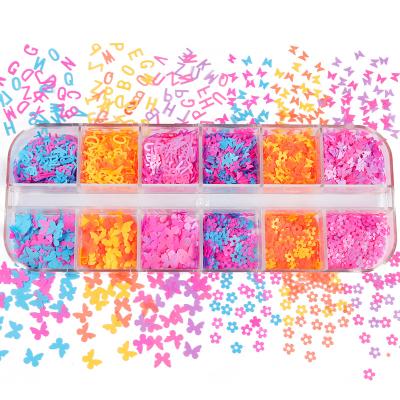 China Fluorescent Plum Blossom Butterfly Plum Blossom Nail Sequins Paillette Mixed Colors Nails Slices Art Accessories 3D Glitter Flakes for sale