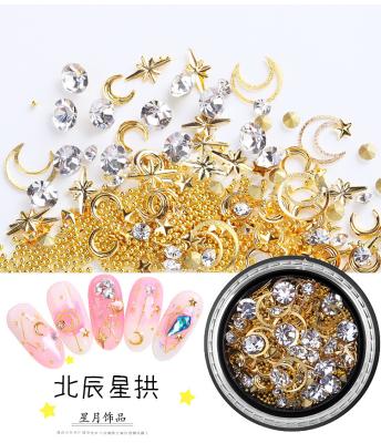 China Art Metal Shape Nail Mixed Moon /Stars/Heart/Triangle Nail Design Valentine's Day Nail Rivets Hot Sale Nail Decorations for sale