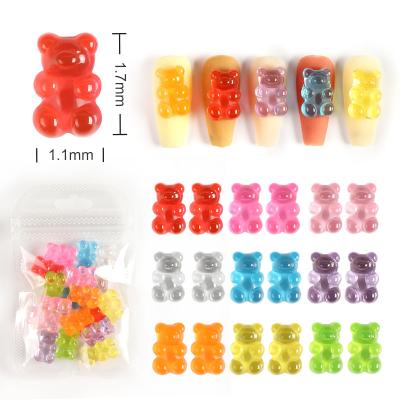 China 18pcs Kawaii Nails Accessories Nail Crystals Bear Clear 3D Charm Resin Kawaii Nails Accessories Manicure DIY Design Decorations for sale