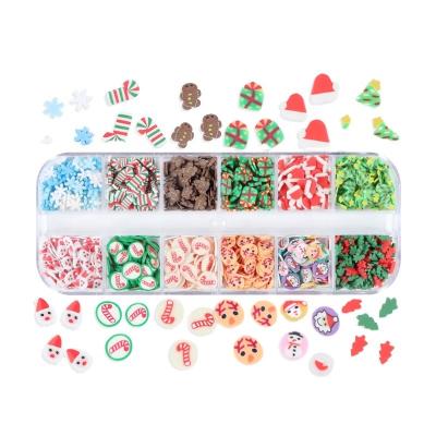 China 2021 Eco-friendly HOT Polymer Clay Slice Christmas Ornaments Nail Art Design Snowflake Christmas Decoration for sale