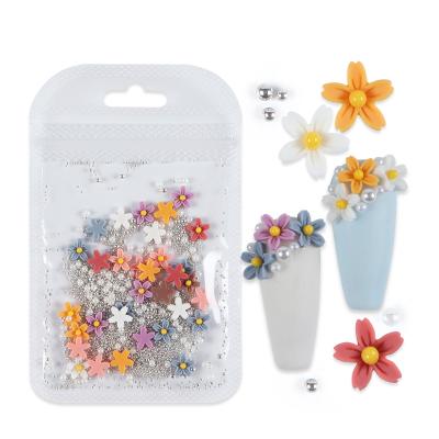 China Mixed Colors 3D Flowers 40PCS/Bag Mixed Colors Flowers Nail Art Decorations Acrylic Pearl Crystal Manicure Design Jewelry Accessories for sale