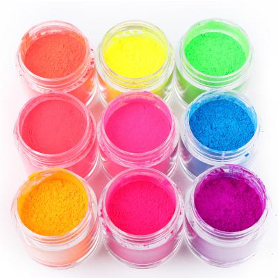 China DIY Nail Art Decorations 9 Colors / Set Neon Pigment Powder Fluorescence Nails Glitter Summer Shinny Dust Ombre DIY Gel Manicure Nail Art Decorations 10ML for sale