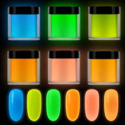 China Hot Sale RIKONKA Neon Phosphor Powder Fluorescent Nail Dipping Powder Luminescent Pigment Colorful Nail Glitter Glow in Dark YGF for sale