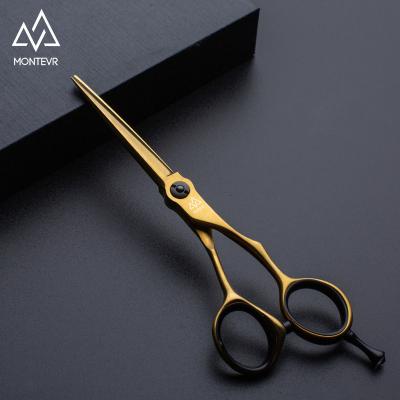 China thin blade & 5.5Inch Barber Scissors Light Gold Barber Scissors Professional Hair Cutting for sale