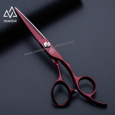 China Red Steel Hair Barber Scissors Matt Coating Salon Tools 440c Barber Scissors OEM Red Hair Cutting Scissors for sale