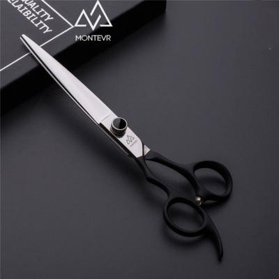 China Pet Grooming Scissors Viable Left Handed Dog Hair Cutting Scissors 7 Inch Black Coated Grooming Scissors for sale