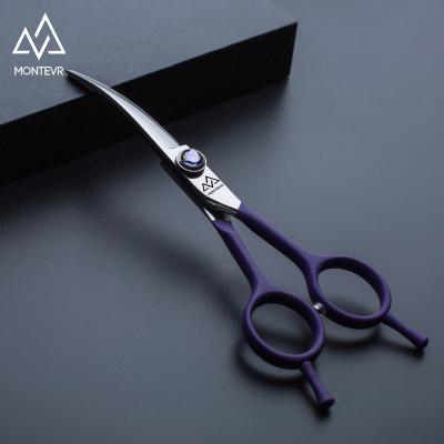 China Montevr Viable 5.5 Inch Curved Scissors Pet Grooming Scissors Dog Hair Grooming Scissors Purple for sale