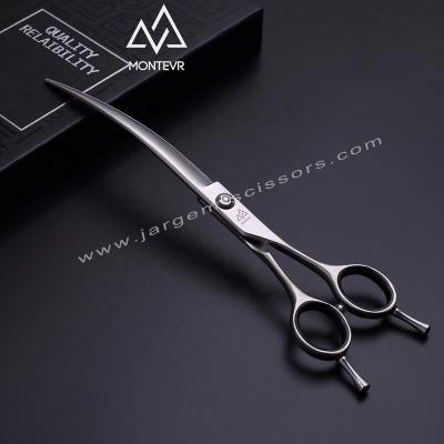 China Durable 440C Steel Dog Scissors Professional 7.5 Inch Curved Pet Scissors Shears For Grooming for sale