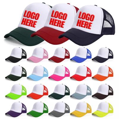 China COMMON Embroidered With Custom Logo 3d Breath Printed 5 6 Panel Sports Shape Embroidery Foam Mesh Trucker Cap Custom Trucker Hat for sale