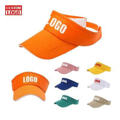 China Embroidery Custom Logo Cloth Covered Sports Visor Hat Customized Hat With Visor As Padding Sun Visor Sun Proof Running Hats for sale