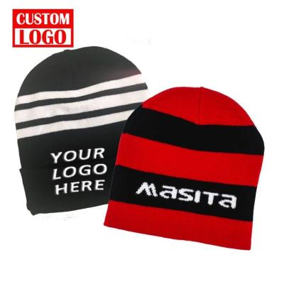 China COMMON OEM Winter Hats Customized Knit Beanie Custom Unisex 100% Acrylic Jacquard Knit Beanies With Pom Wholesale Knit Beanie for sale