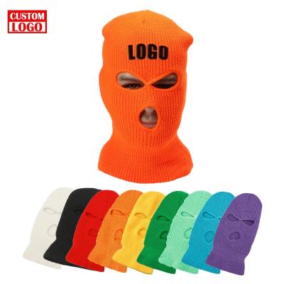 China JOINT Custom 3 Holes Distressed Balaclava Knit Mask Cycling Balaclava Balaclava Ski Orange for sale